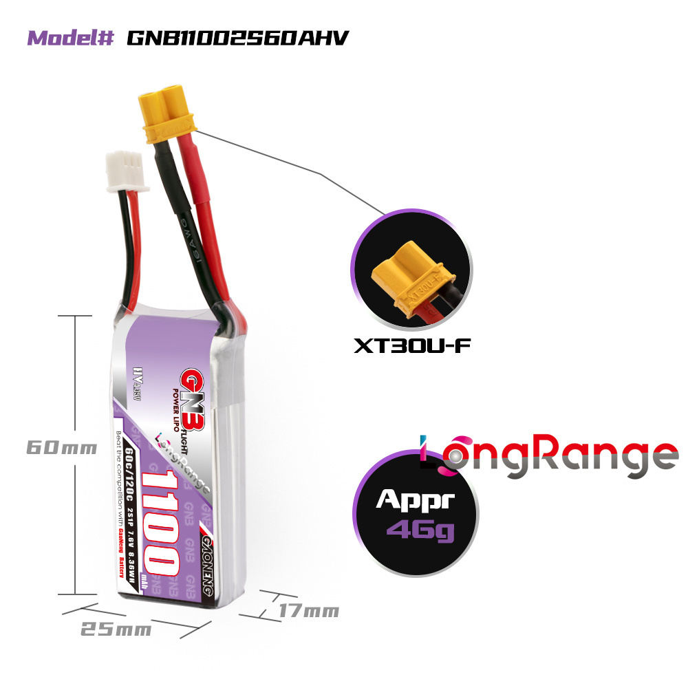GNB 1100mAh 2S 3S 4S 6S 60C/12 - Drone Battery 6S recensione e prezzo
